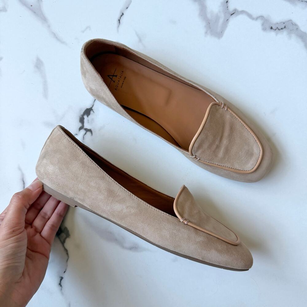 Aquatalia Judie Luxe Suede Flats in Almond Size 8.5